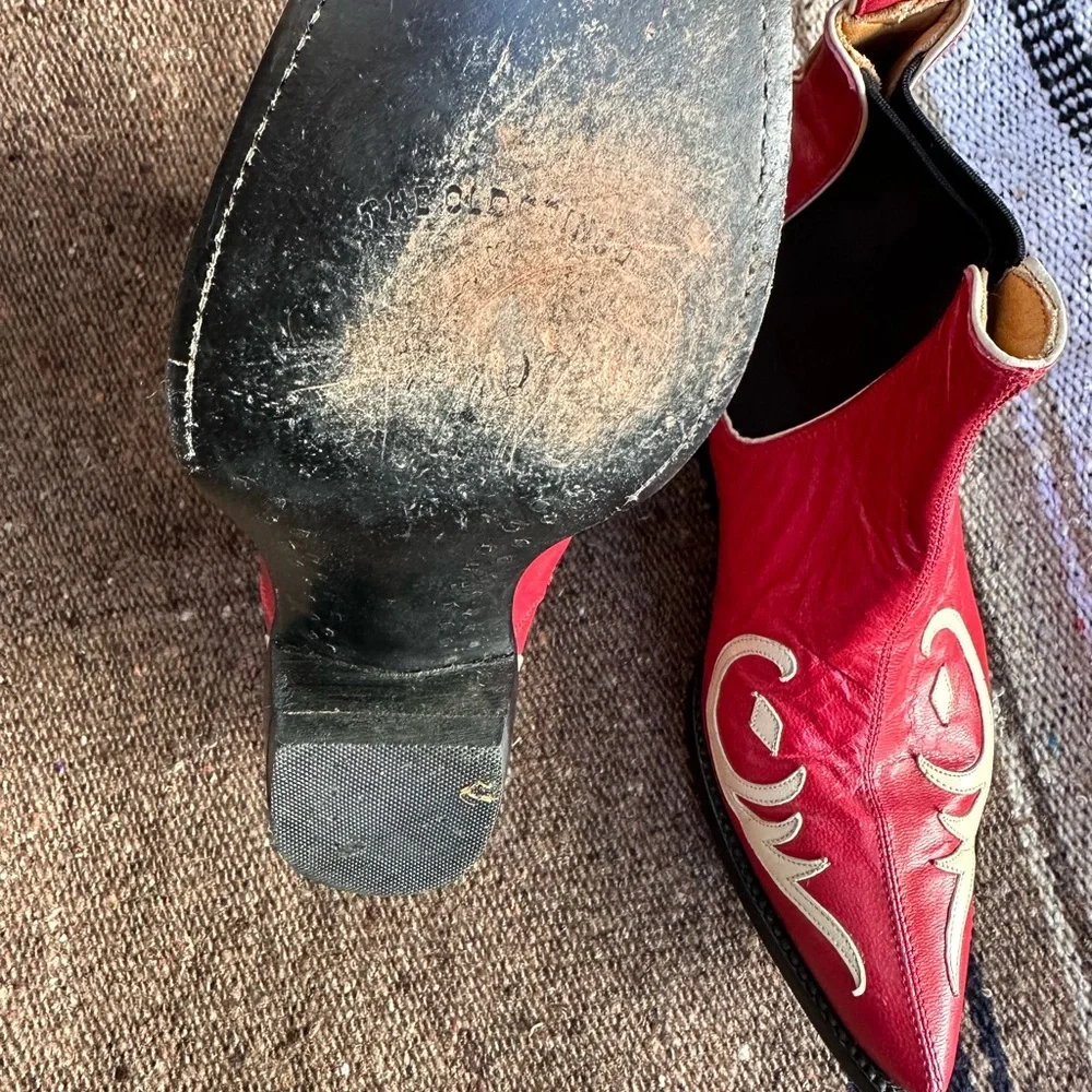 Old Gringo Red and Cream Ankle Boots - Picture 3 of 6